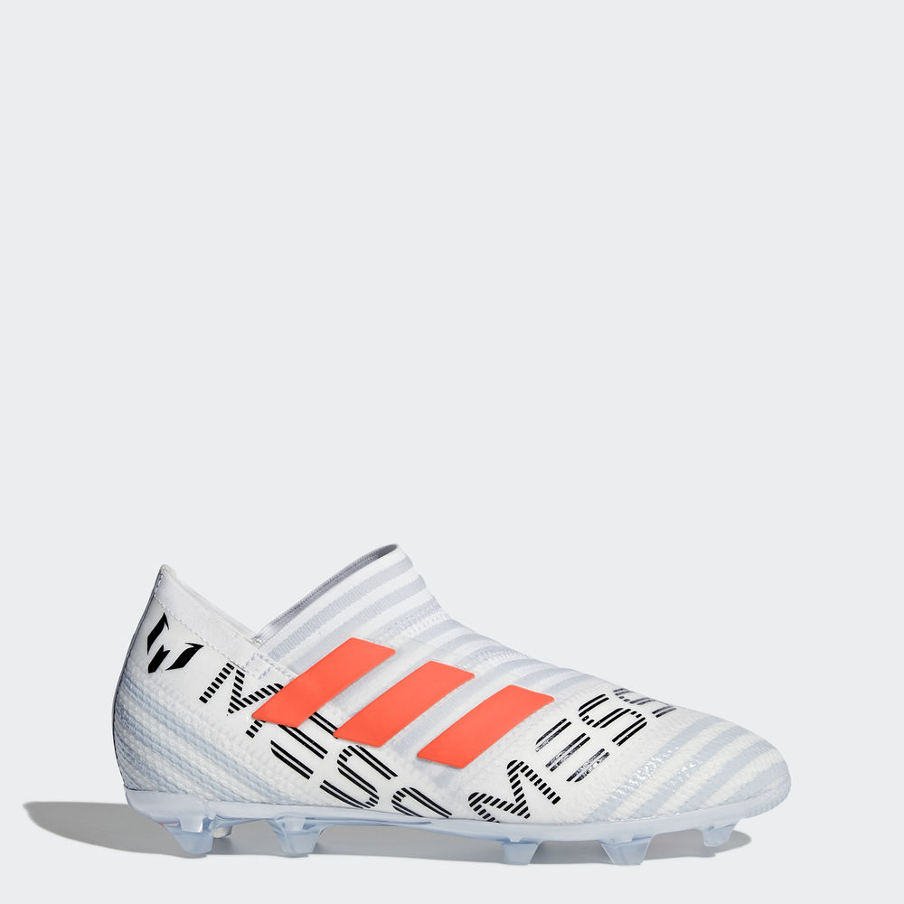 Adidas Nemeziz Messi 17+ 360 Agility Firm Ground - ποδοσφαιρικα παπουτσια για αγορια - Ασπρα/Πορτοκα